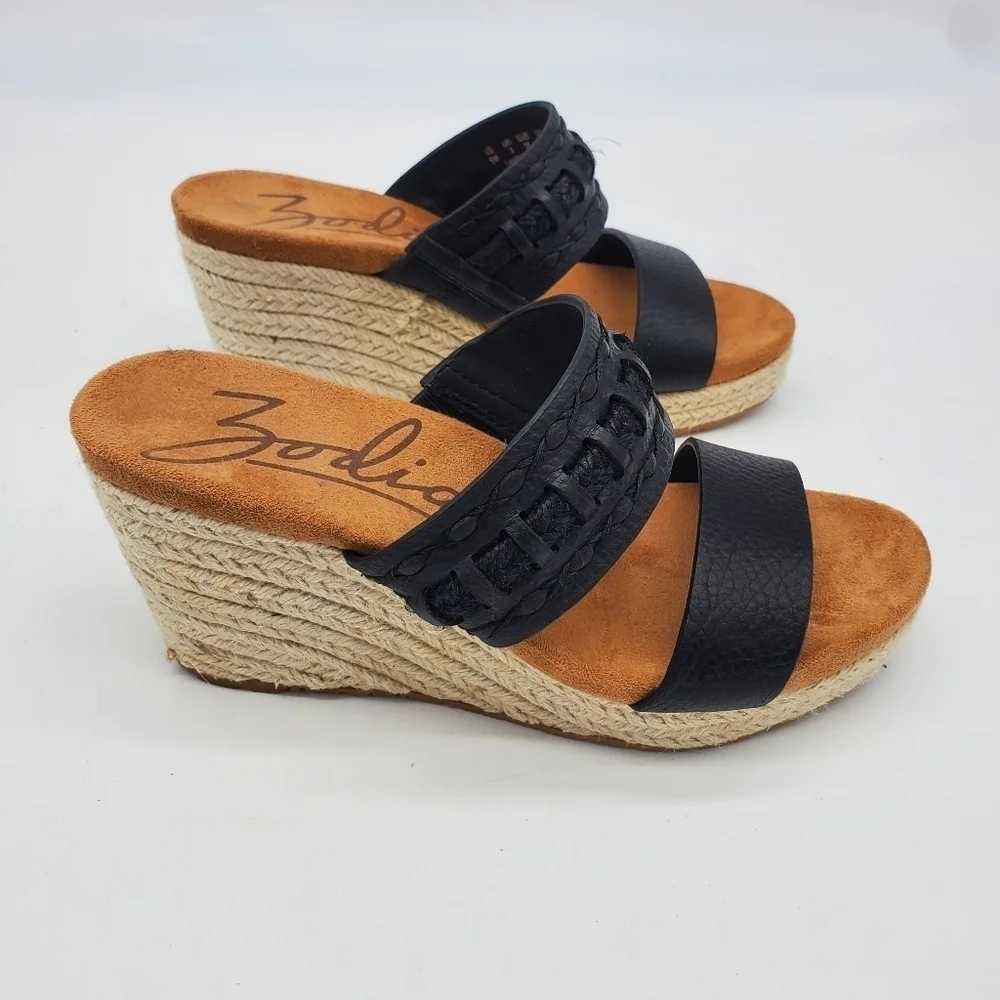 ZODIAC Shoes Women 6M Poppy Platform Espadrille Wedge Sandals Black
